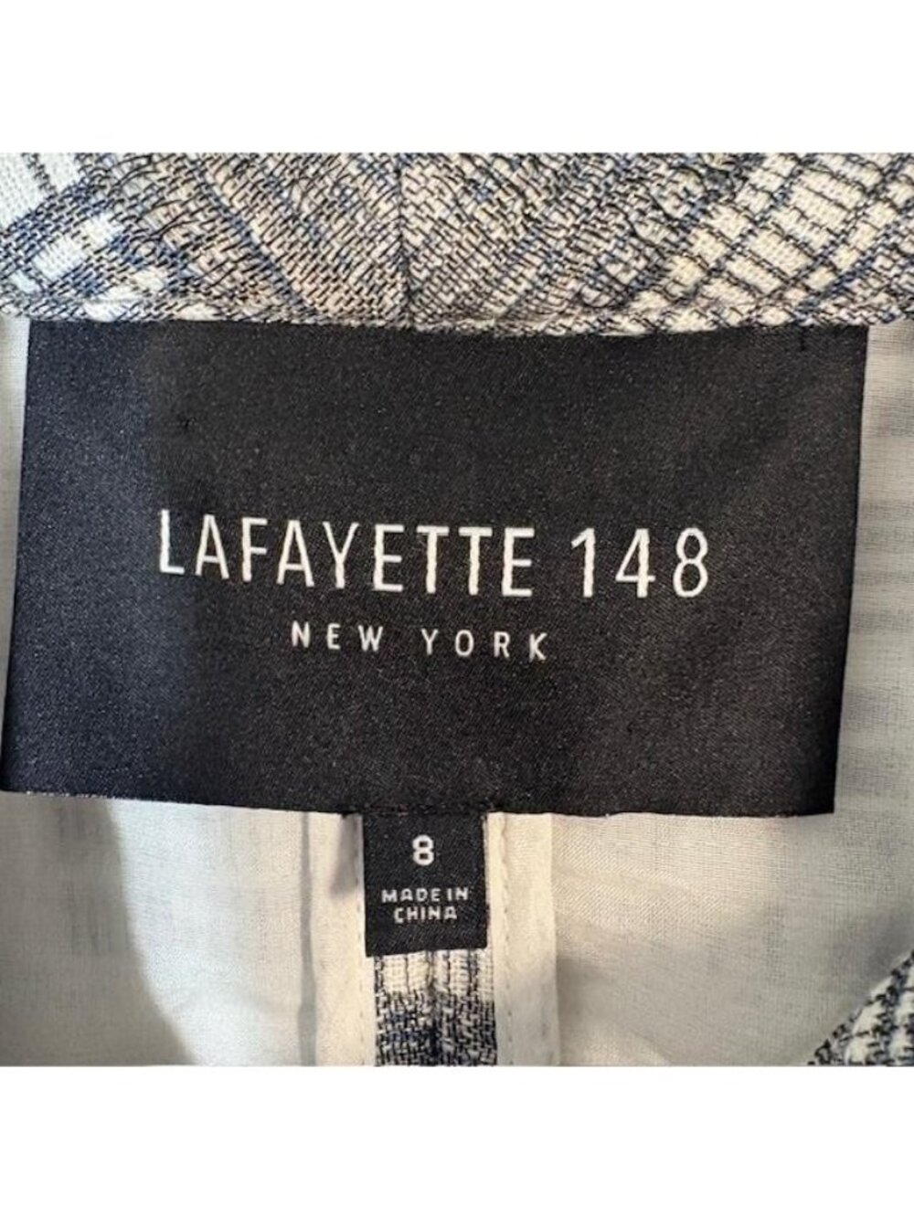 Lafayette 148 New York Blazer Womens 8 Gray Plaid Stand Collar Jacket Workwear - Picture 3 of 7